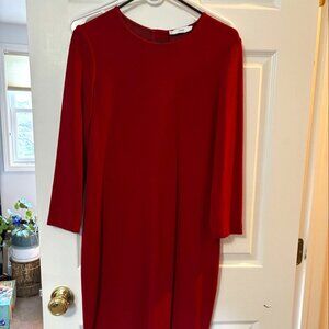 VINCE 3/4 Sleeve Stretch Sheath Dress in Crimson Red